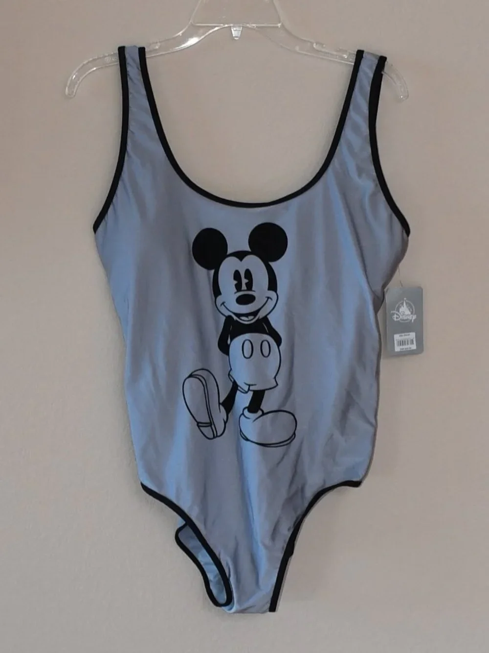 Disney Bathing Suit Women's XL One Piece Gray Metallic Mickey Mouse Monochrome - Picture 1 of 5